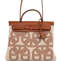 Hermes Special Order (HSS) Herbag Zip PM 31 "Circuit 24" Fauve and Ecru Toile H Canvas and Fauve Hunter Lacquered Palladium Hardware