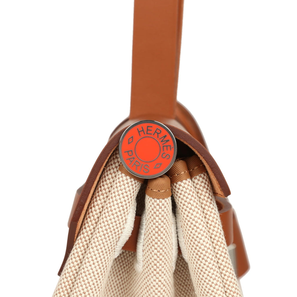 Hermes Special Order (HSS) Herbag Zip PM 31 "Circuit 24" Fauve and Ecru Toile H Canvas and Fauve Hunter Lacquered Palladium Hardware