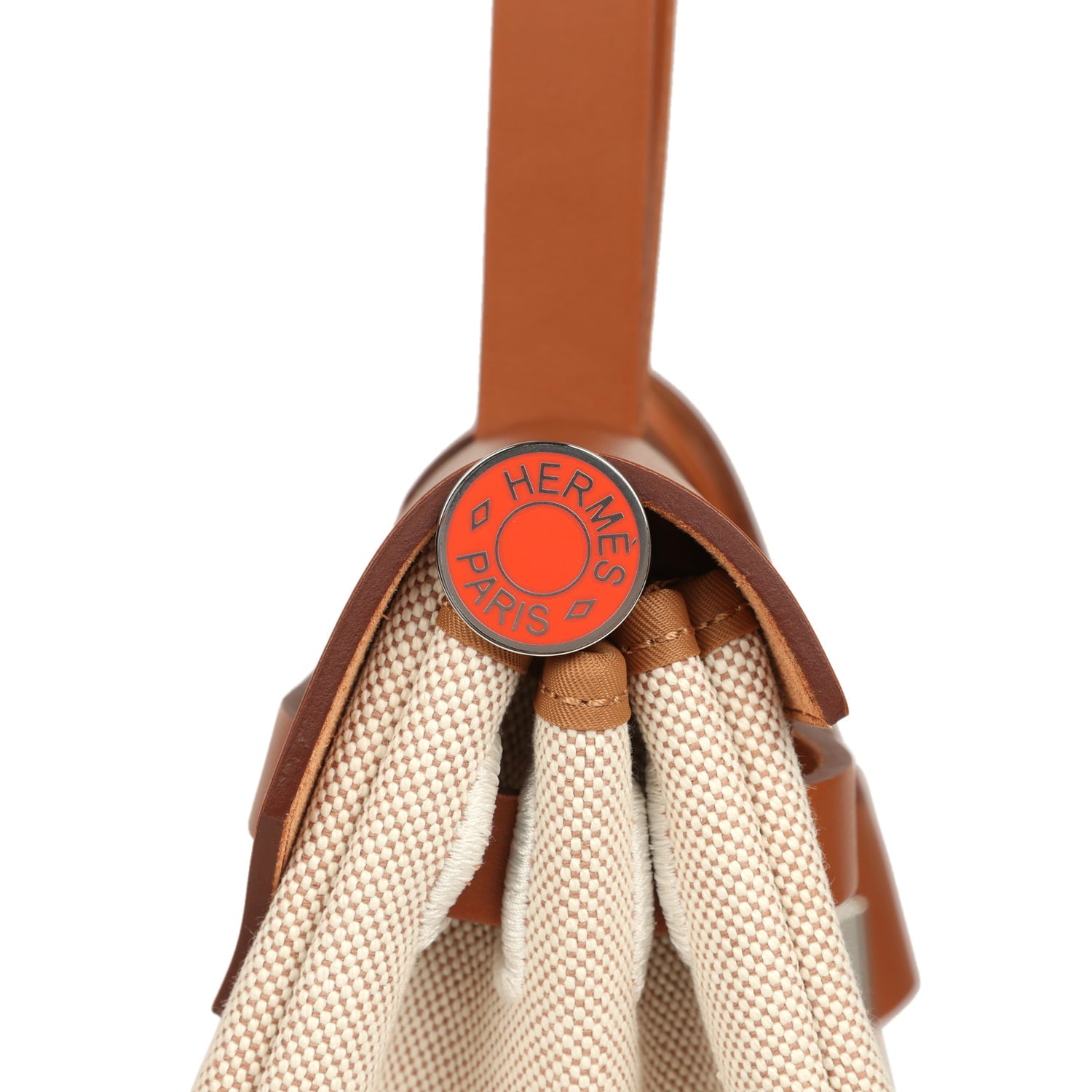 Hermes Special Order (HSS) Herbag Zip PM 31 "Circuit 24" Fauve and Ecru Toile H Canvas and Fauve Hunter Lacquered Palladium Hardware