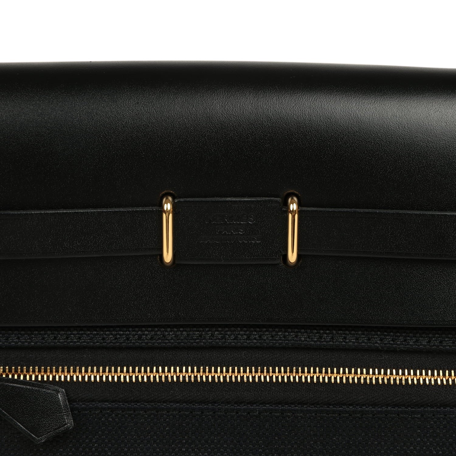 Hermes Herbag Zip 20 Mini Black Toile Militaire Canvas and Black Vache Hunter Gold Hardware