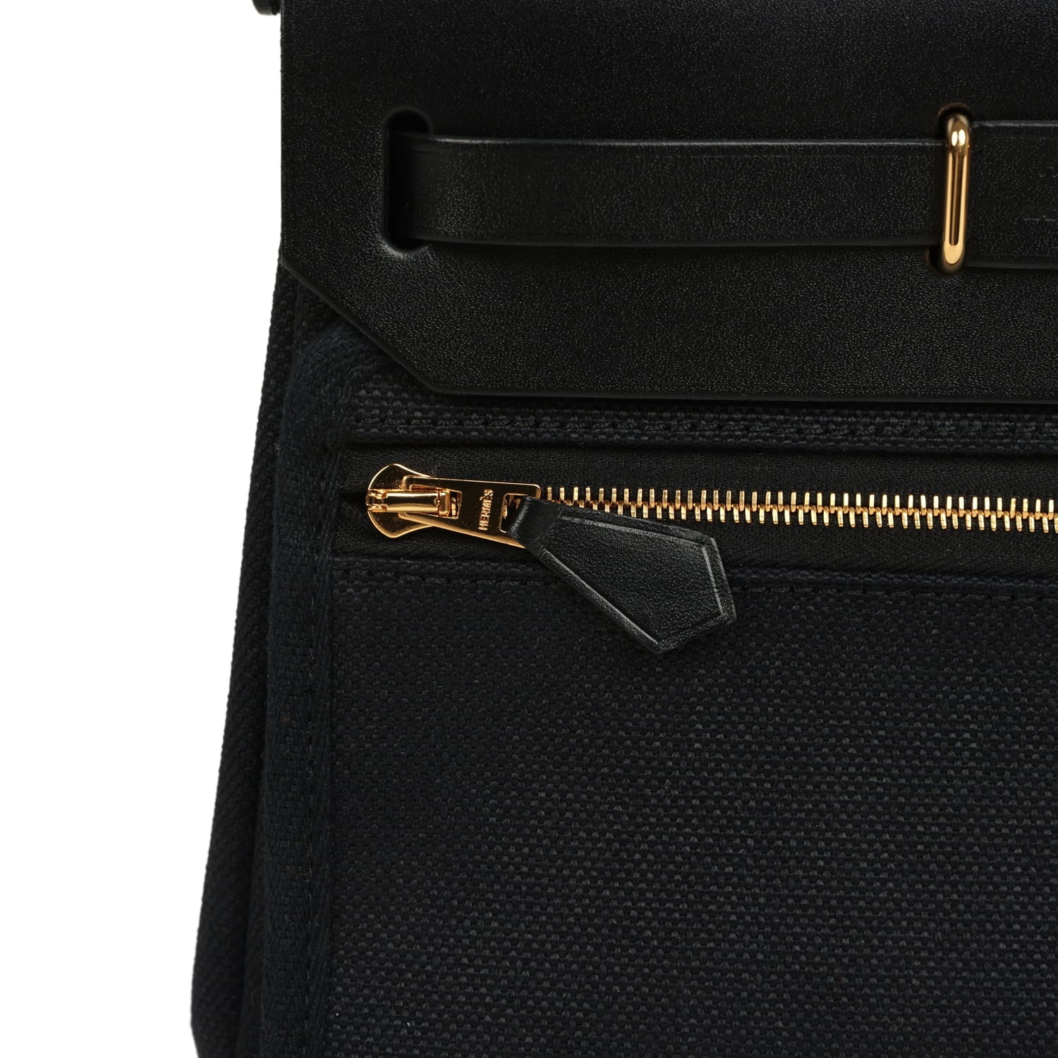 Hermes Herbag Zip 20 Mini Black Toile Militaire Canvas and Black Vache Hunter Gold Hardware