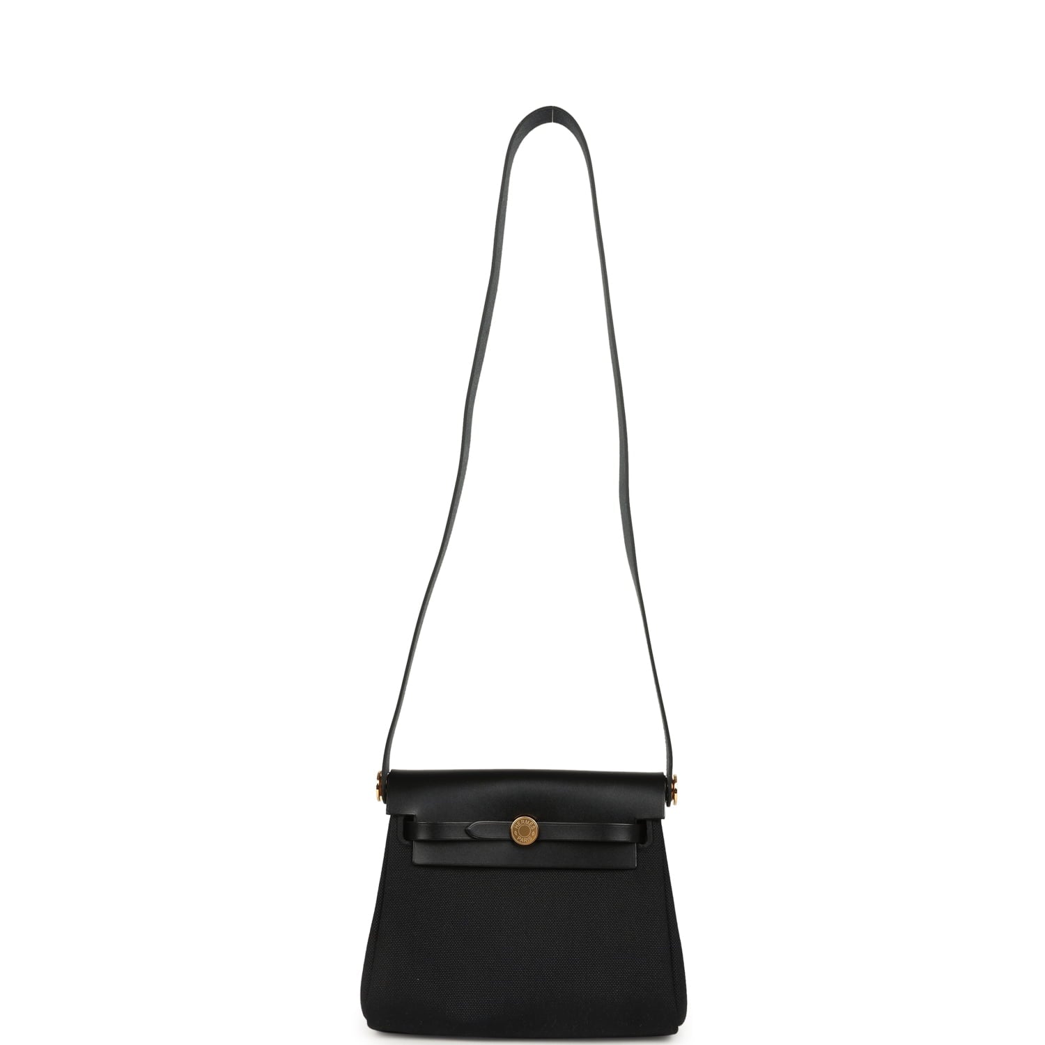 Hermes Herbag Zip 20 Mini Black Toile Militaire Canvas and Black Vache Hunter Gold Hardware