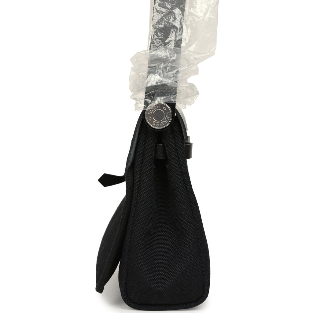 Hermes Herbag Zip 20 Mini Black Toile Militaire Canvas and Vache Hunter Palladium Hardware
