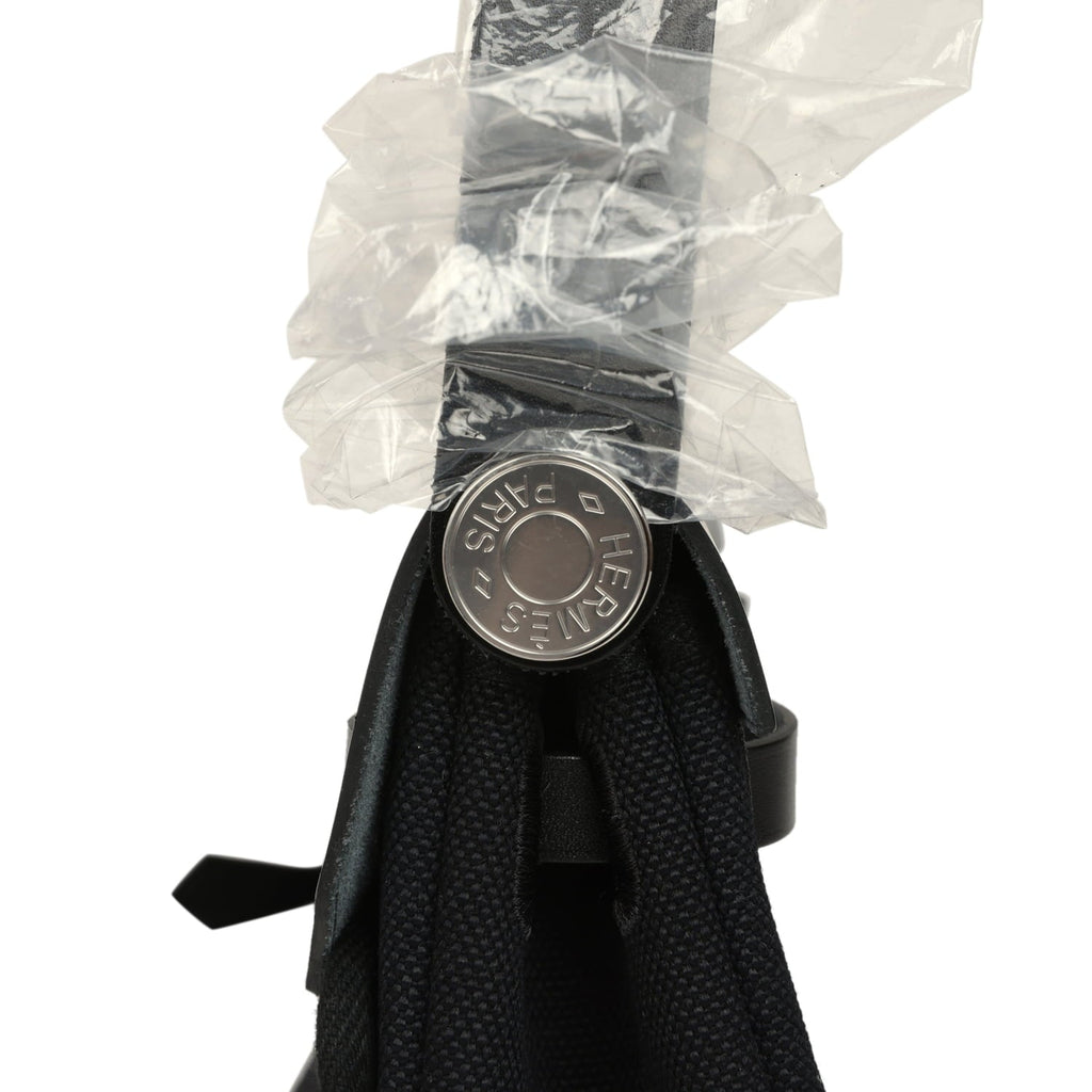 Hermes Herbag Zip 20 Mini Black Toile Militaire Canvas and Vache Hunter Palladium Hardware