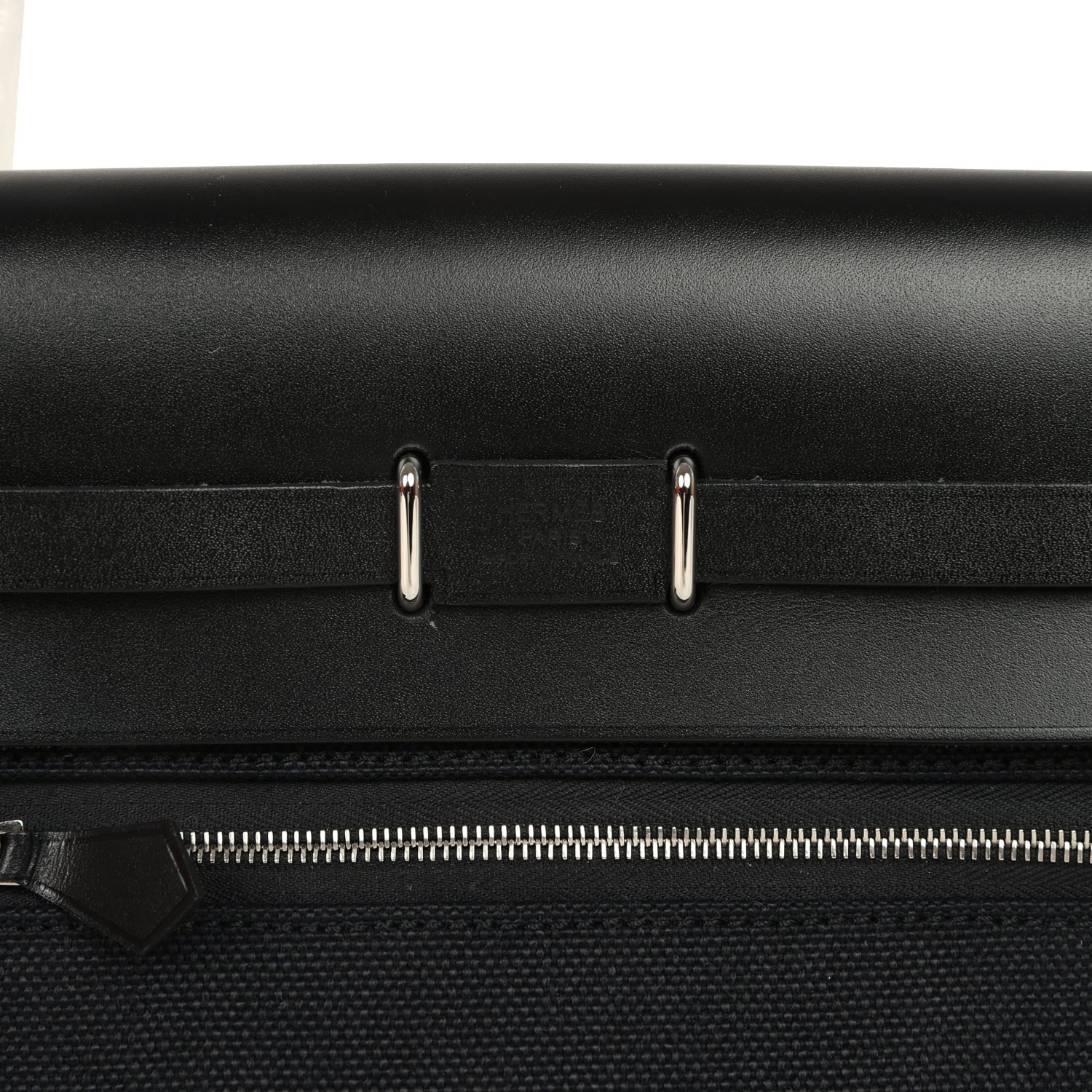 Hermes Herbag Zip 20 Mini Black Toile Militaire Canvas and Vache Hunter Palladium Hardware