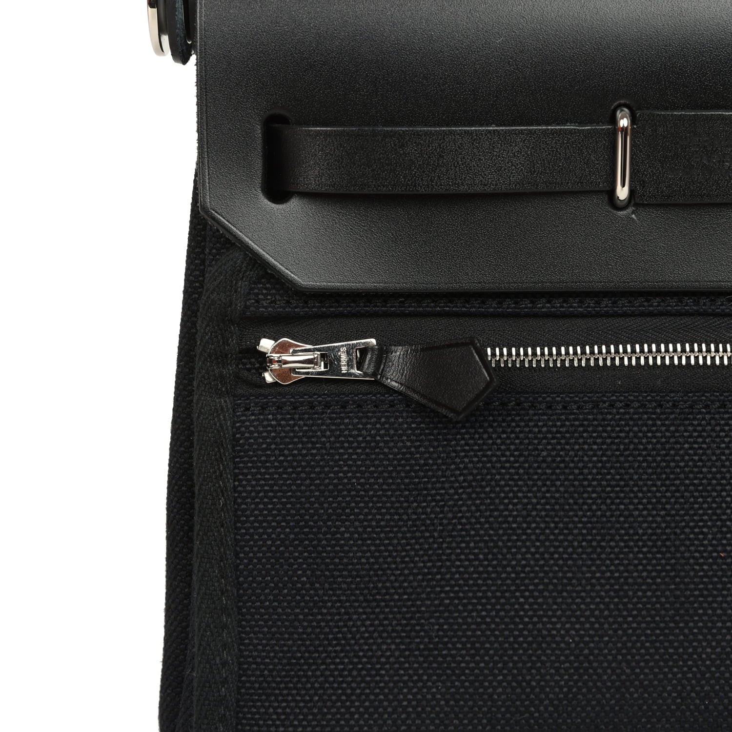 Hermes Herbag Zip 20 Mini Black Toile Militaire Canvas and Vache Hunter Palladium Hardware