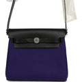 Hermes Herbag Zip 20 Mini Purple Toile Militaire Canvas and Black Vache Hunter Palladium Hardware