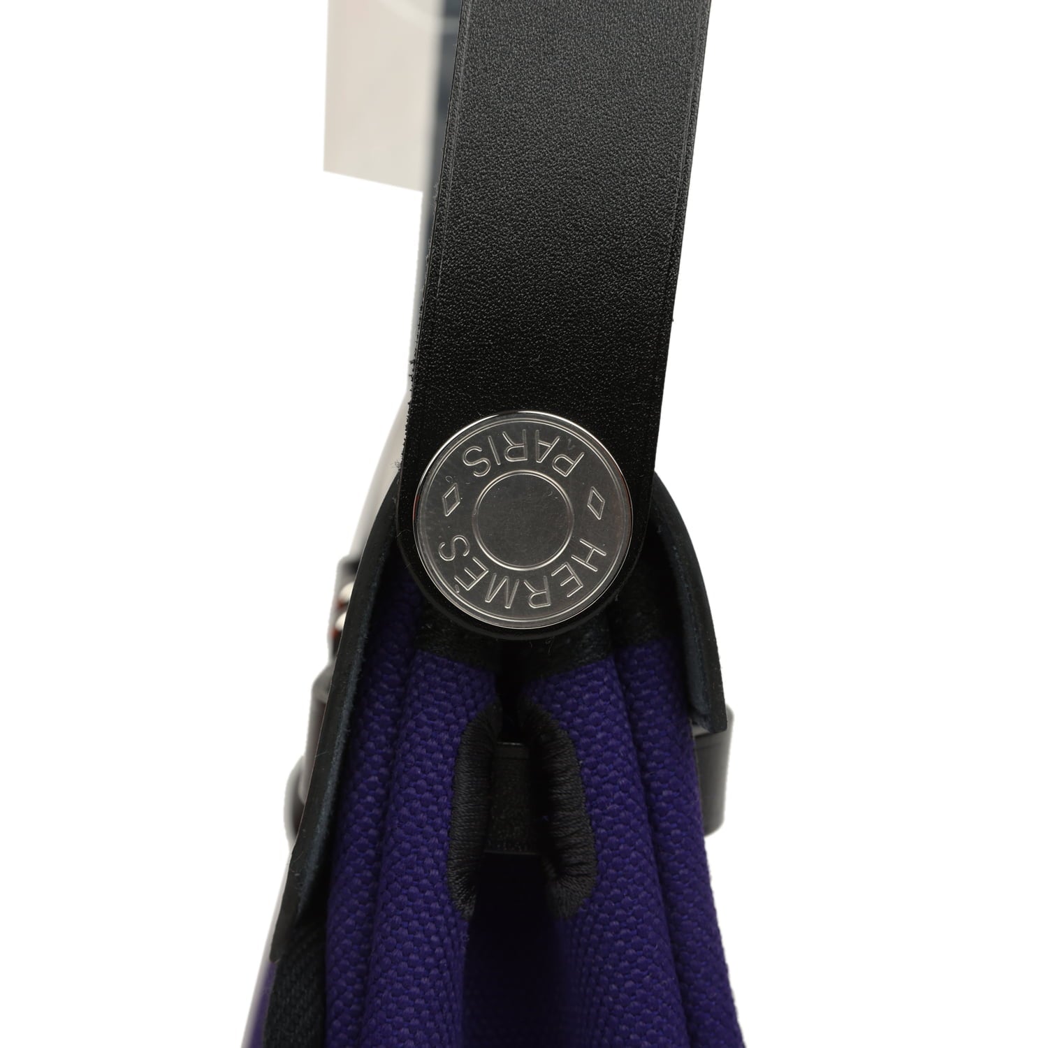 Hermes Herbag Zip 20 Mini Purple Toile Militaire Canvas and Black Vache Hunter Palladium Hardware