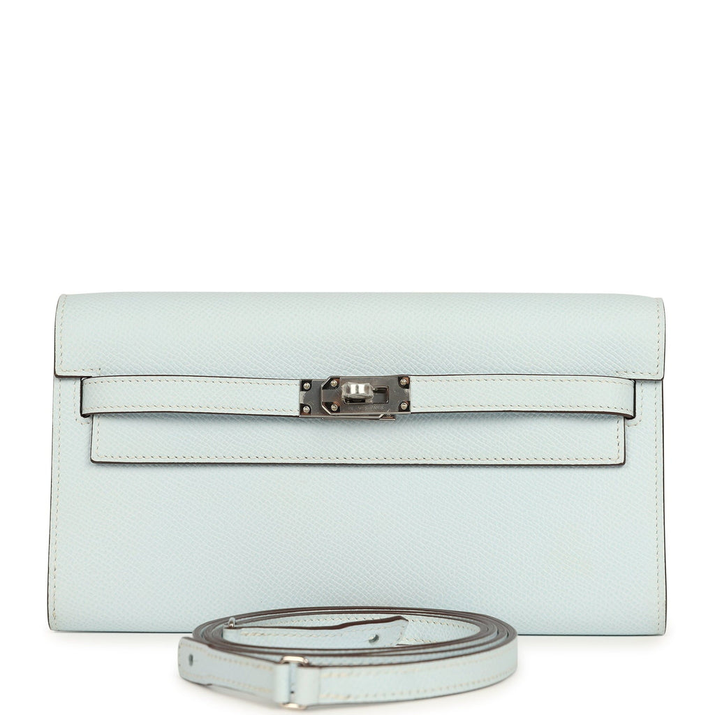 Hermes Kelly Wallet To Go Bleu Brume Palladium Hardware