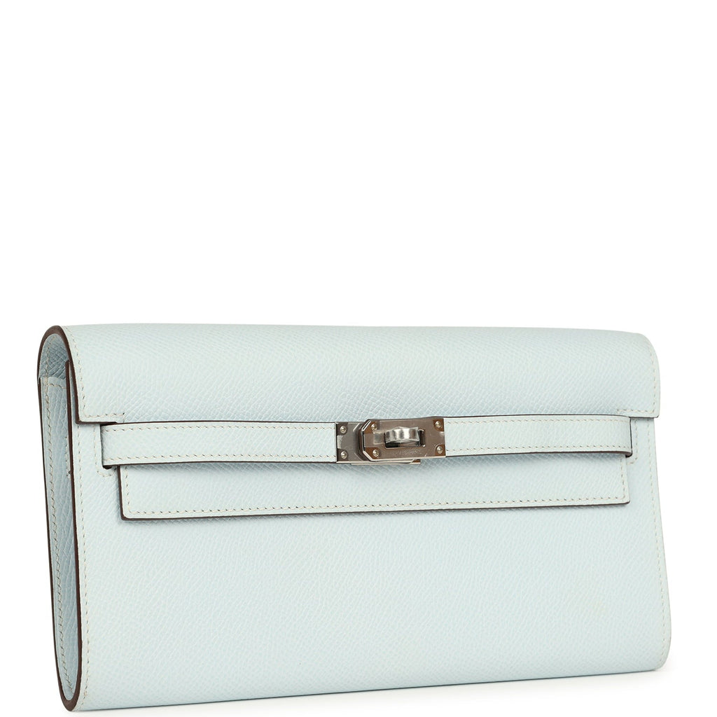 Hermes Kelly Wallet To Go Bleu Brume Palladium Hardware