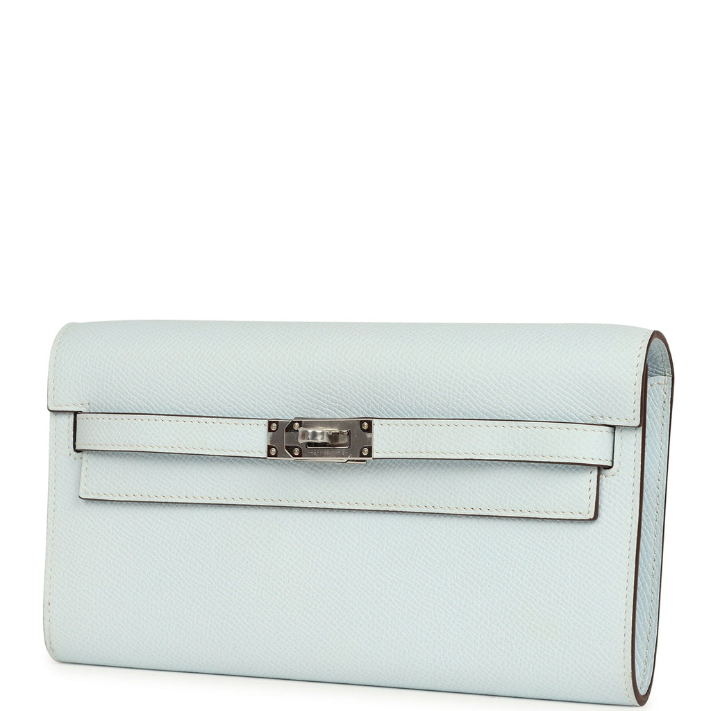 Hermes Kelly Wallet To Go Bleu Brume Palladium Hardware