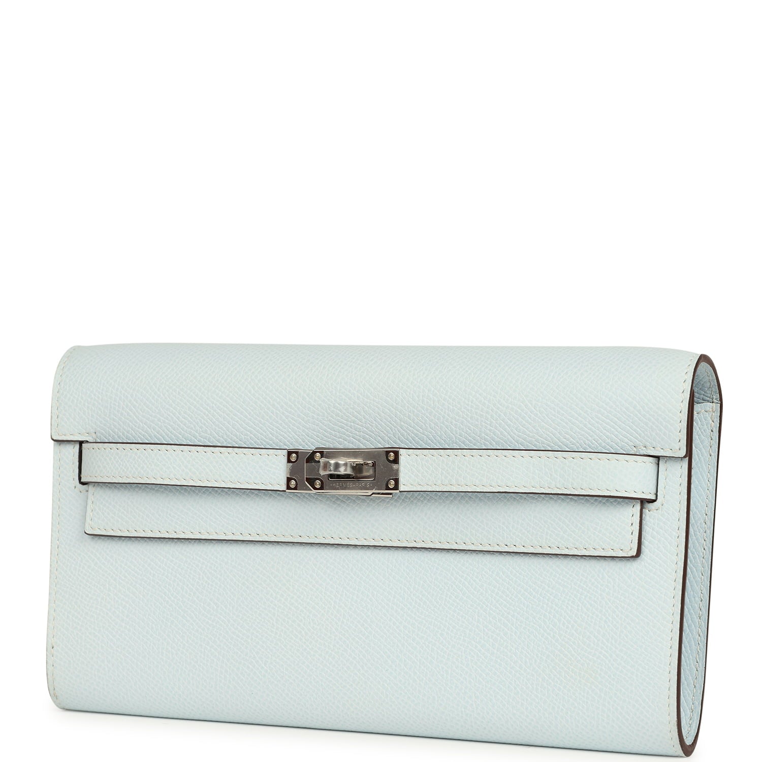 Hermes Kelly Wallet To Go Bleu Brume Palladium Hardware