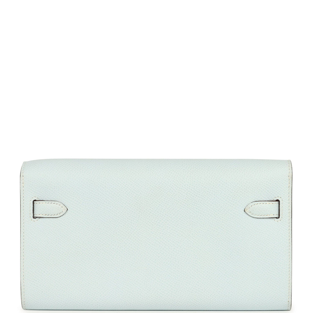 Hermes Kelly Wallet To Go Bleu Brume Palladium Hardware