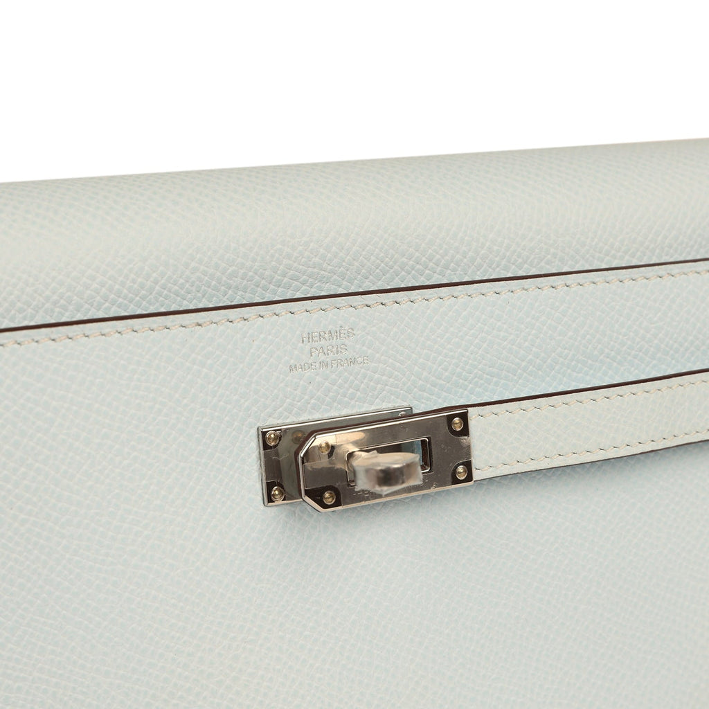 Hermes Kelly Wallet To Go Bleu Brume Palladium Hardware