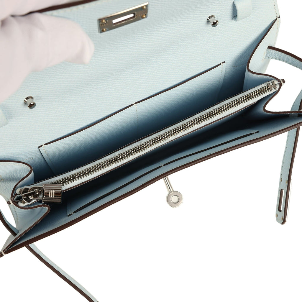 Hermes Kelly Wallet To Go Bleu Brume Palladium Hardware
