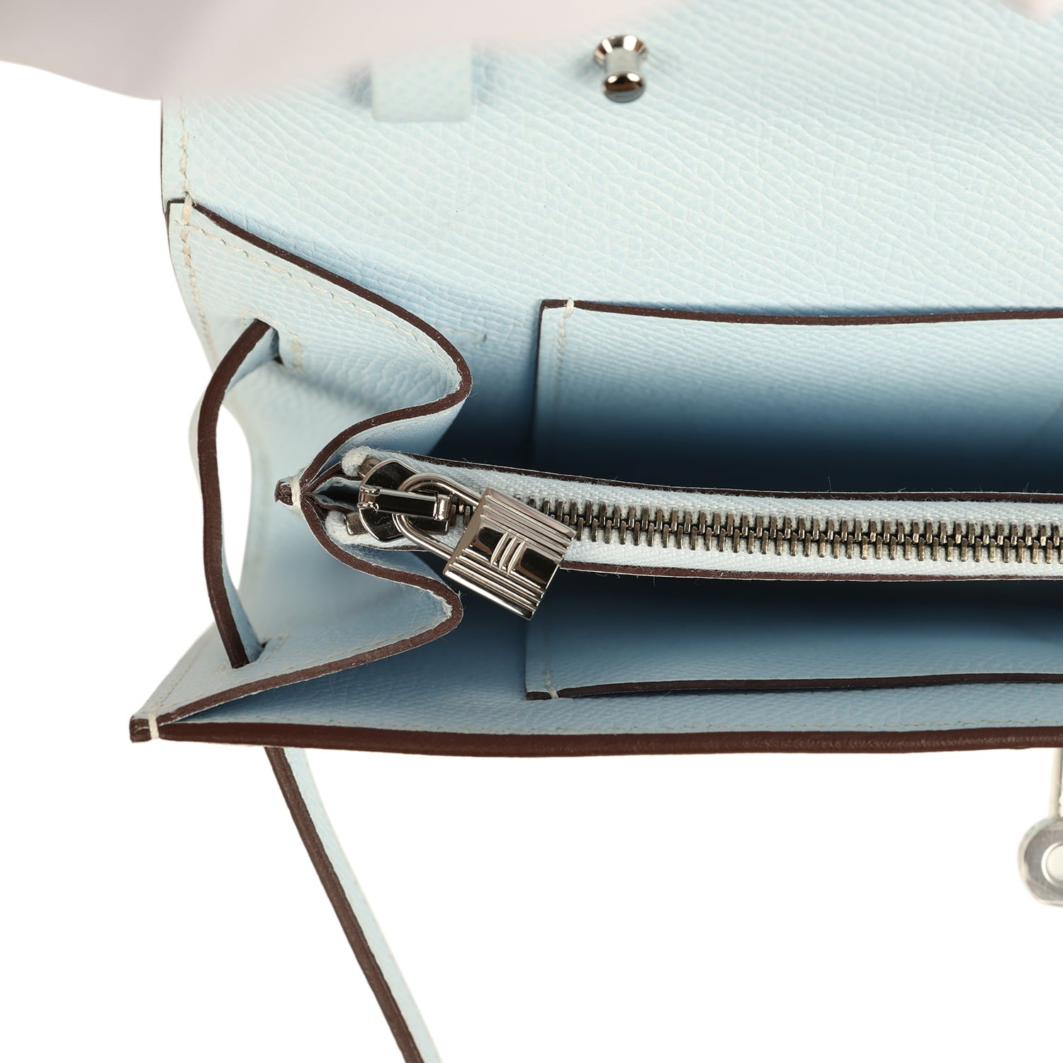 Hermes Kelly Wallet To Go Bleu Brume Palladium Hardware
