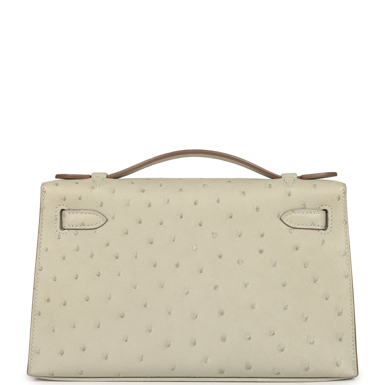 Hermes Kelly Pochette Gris Perle Ostrich Gold Hardware