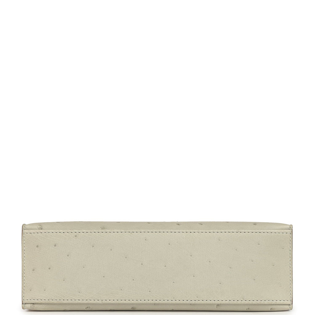 Hermes Kelly Pochette Gris Perle Ostrich Gold Hardware