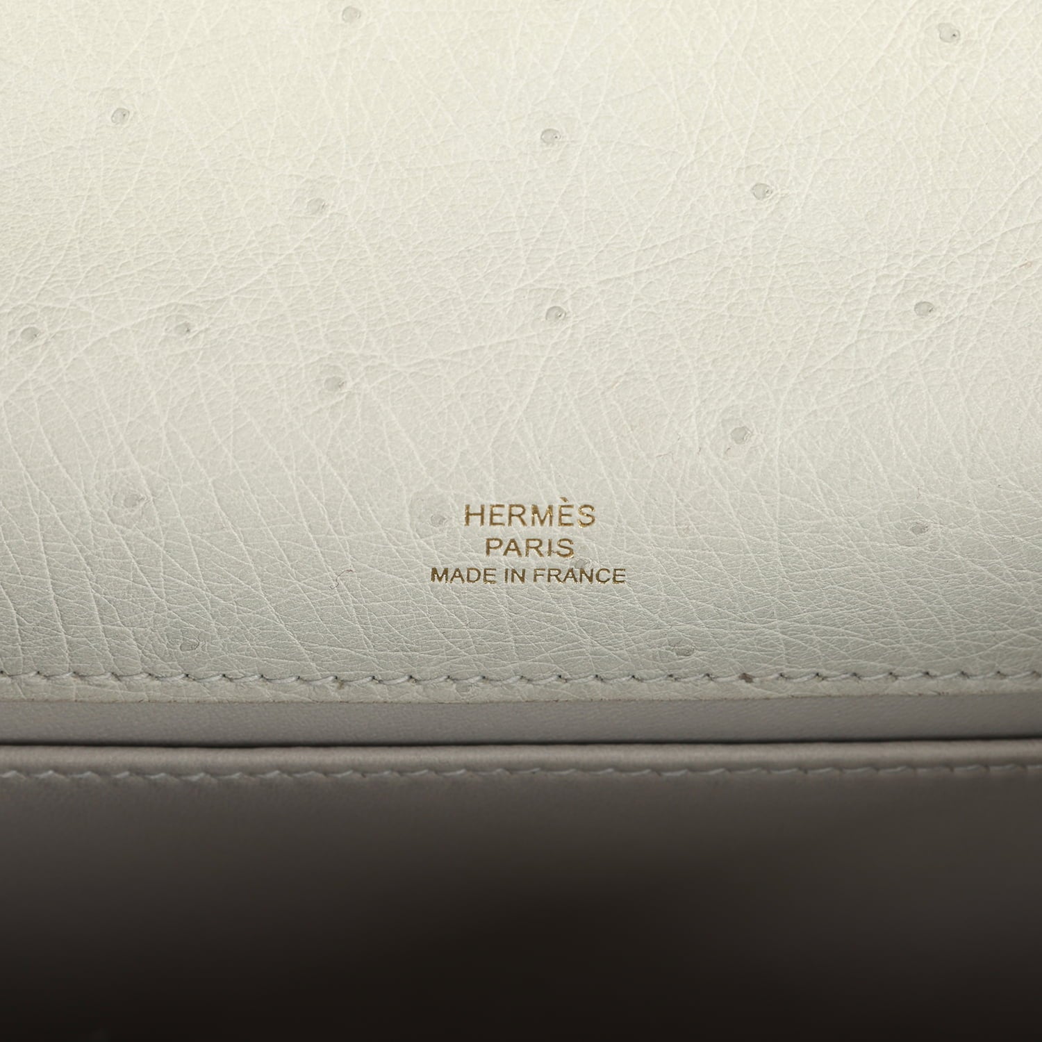 Hermes Kelly Pochette Gris Perle Ostrich Gold Hardware