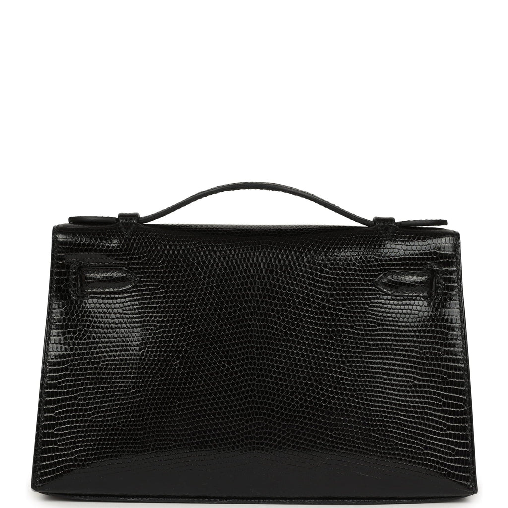Hermes Kelly Pochette Black Varanus Niloticus Lizard Gold Hardware