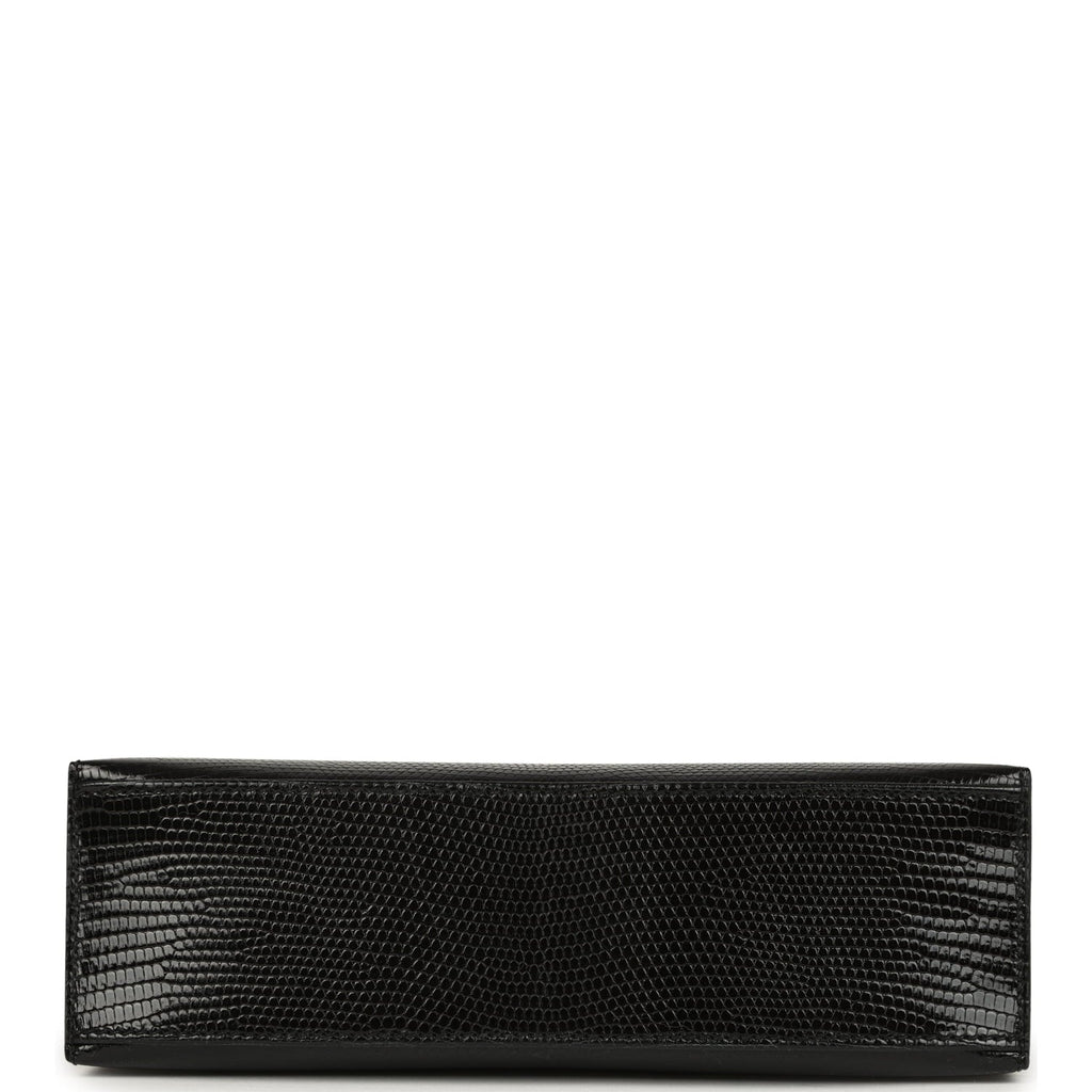 Hermes Kelly Pochette Black Varanus Niloticus Lizard Gold Hardware