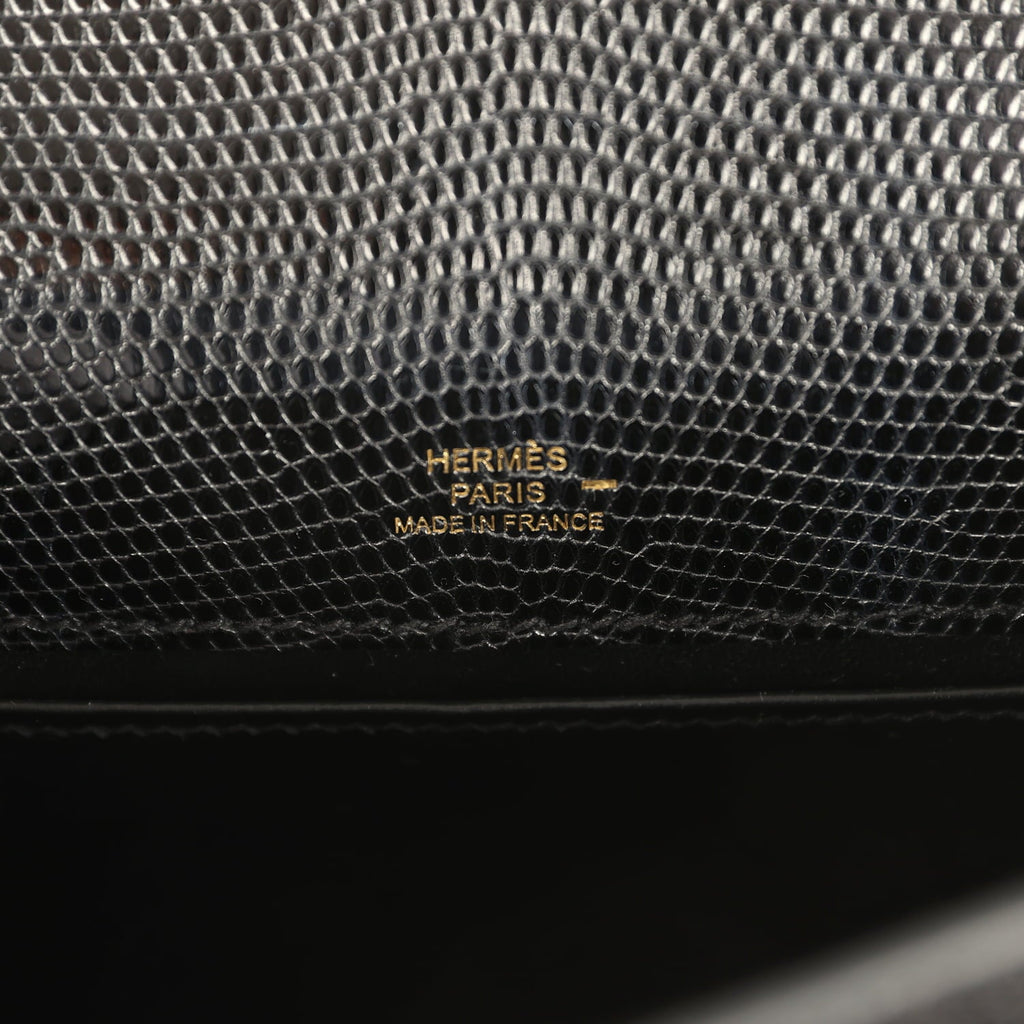 Hermes Kelly Pochette Black Varanus Niloticus Lizard Gold Hardware