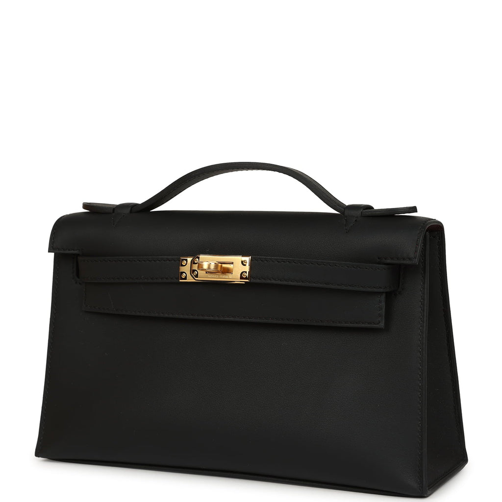 Hermes Special Order (HSS) Kelly Pochette Black Verso Swift Gold Hardware