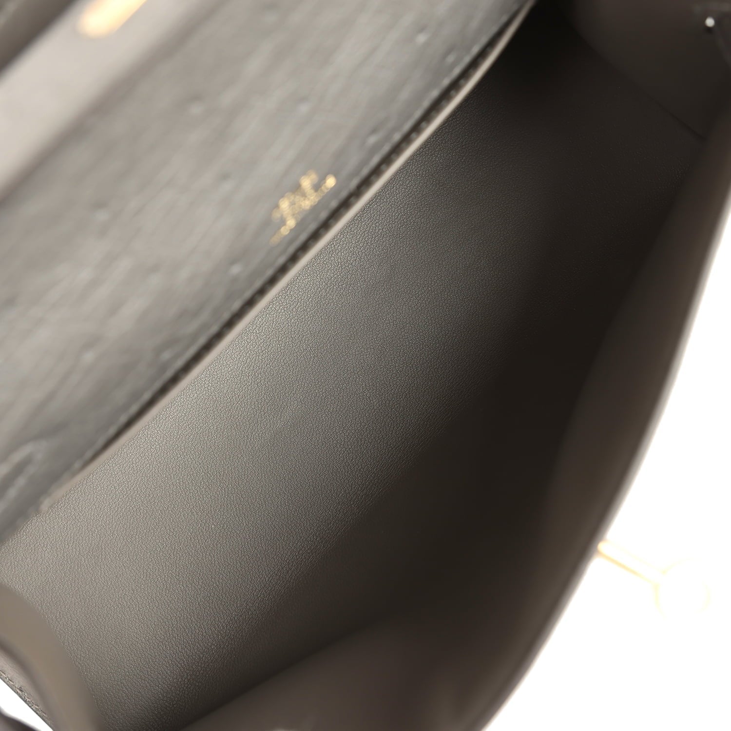Hermes Kelly Pochette Gris Meyer Ostrich Gold Hardware