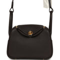 Hermes Mini Lindy II Bai Brun Clemence Gold Hardware