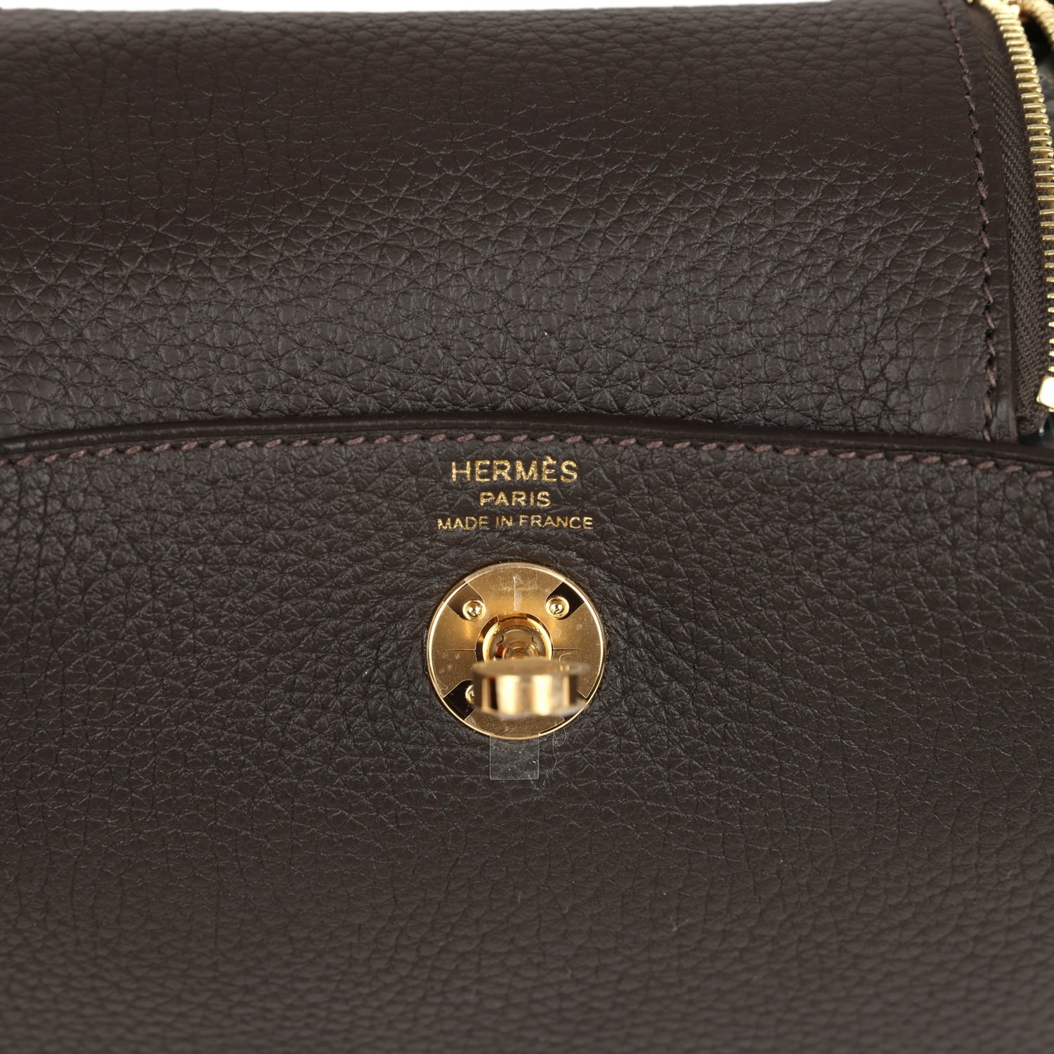 Hermes Mini Lindy II Bai Brun Clemence Gold Hardware