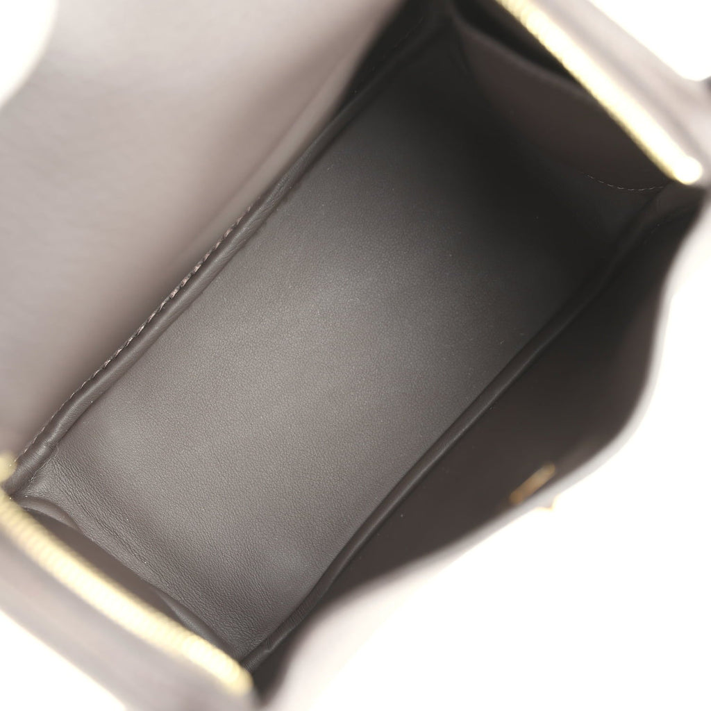 Hermes Mini Lindy II Bai Brun Clemence Gold Hardware