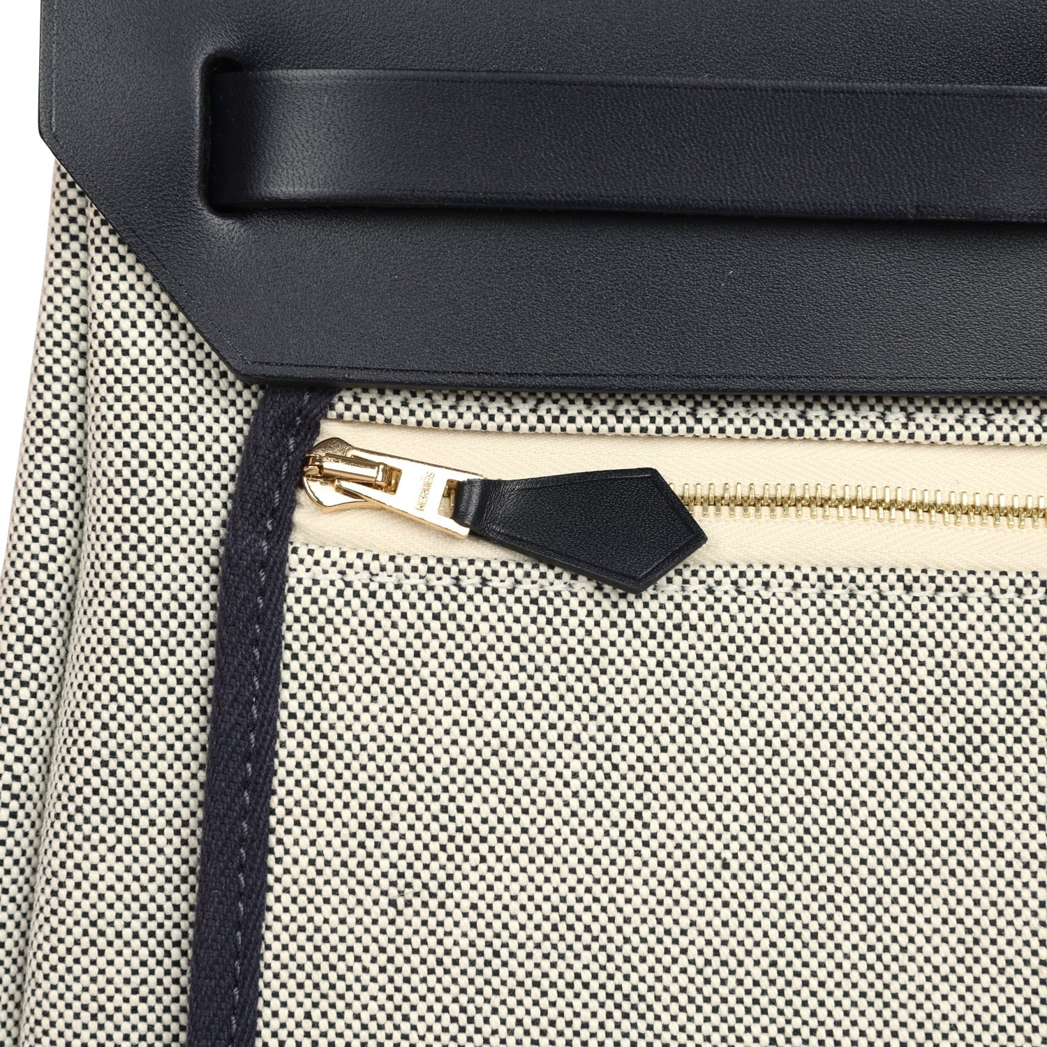 Hermes Herbag Zip PM 31 "Circuit 24" Bleu Royal, Ecru Toile H Canvas and Bleu Indigo Vache Hunter Leather Gold Hardware