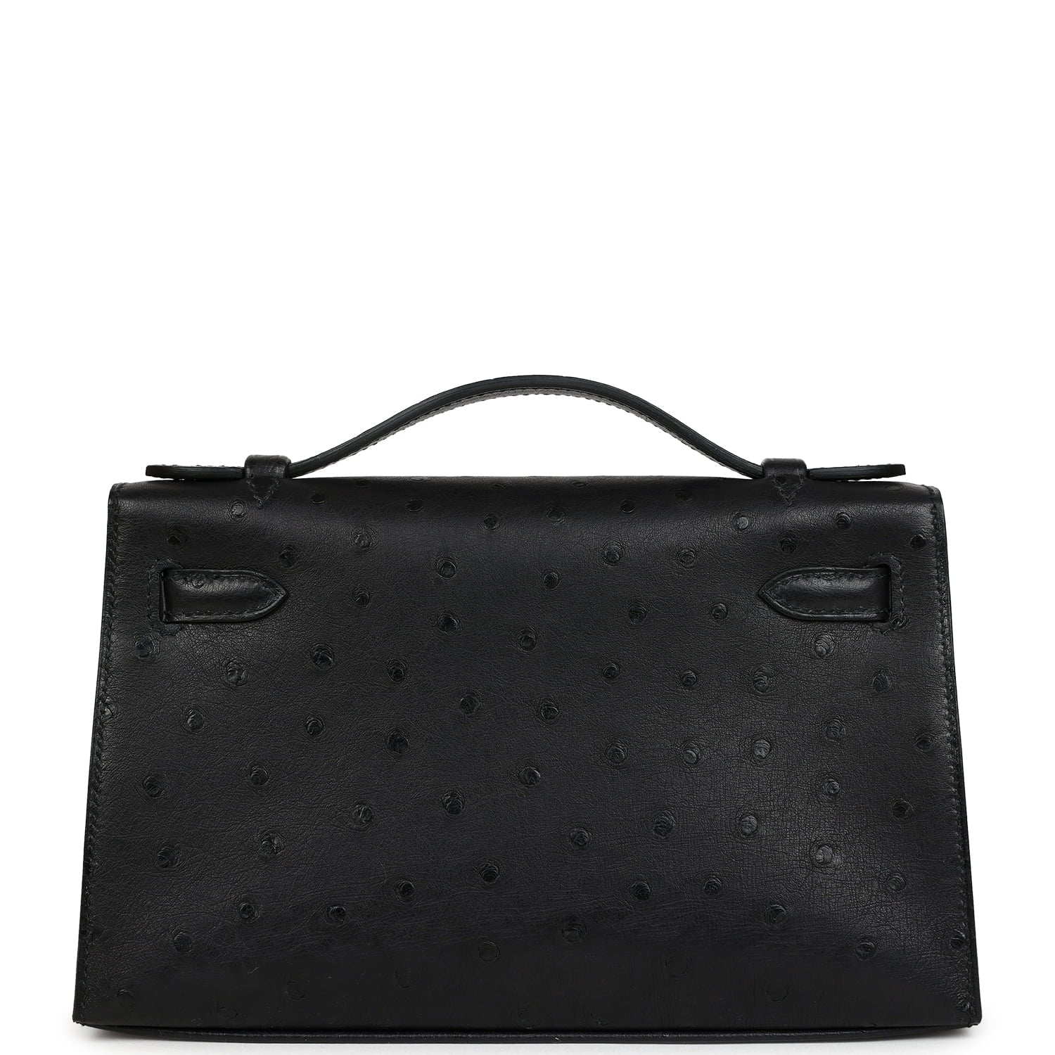 Hermes Kelly Pochette Black Ostrich Gold Hardware