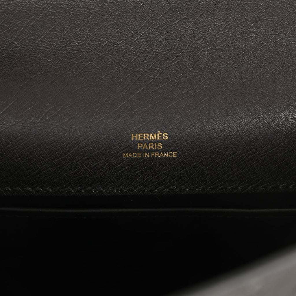 Hermes Kelly Pochette Black Ostrich Gold Hardware