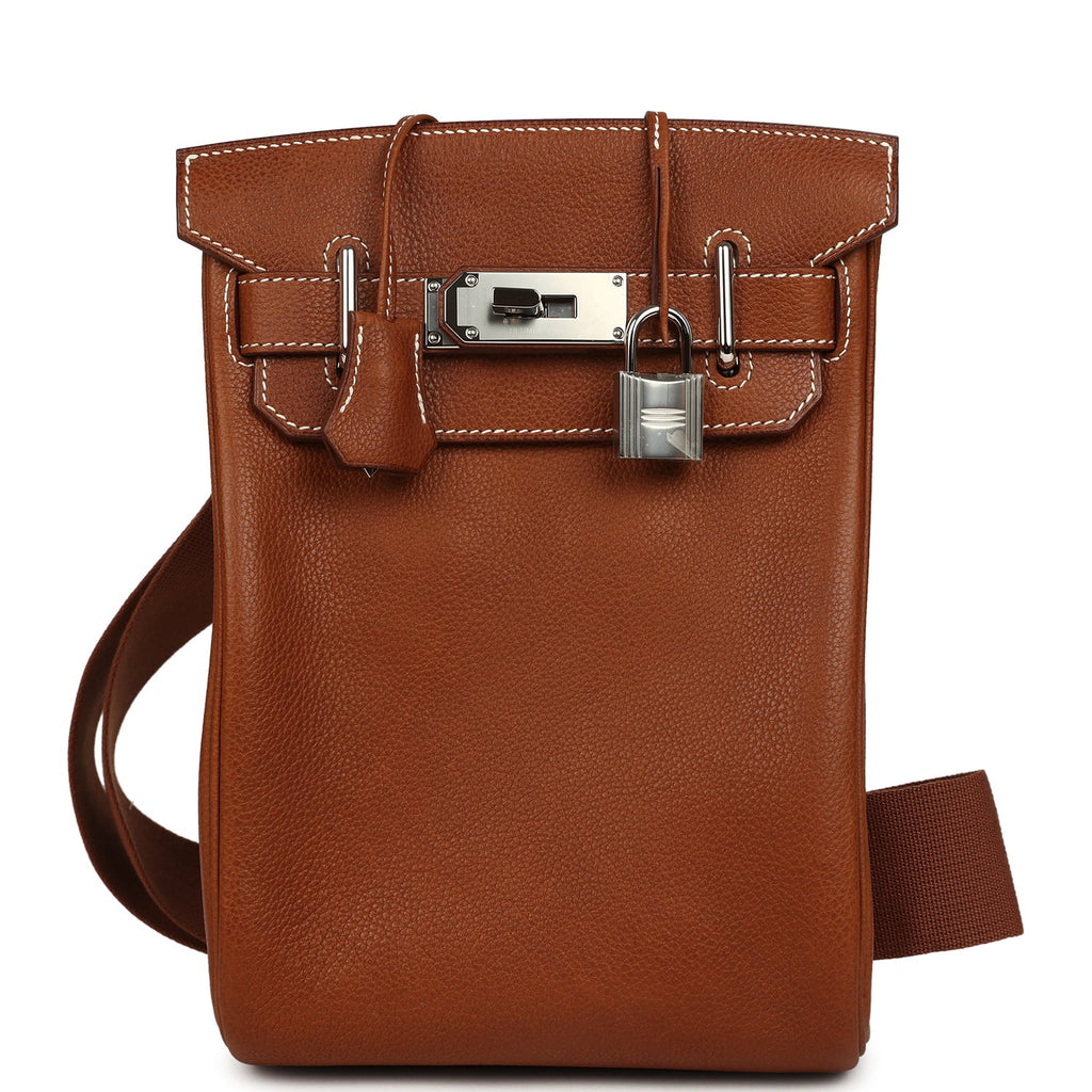 Hermes HAC A Dos PM Backpack Fauve Barenia Faubourg Palladium Hardware