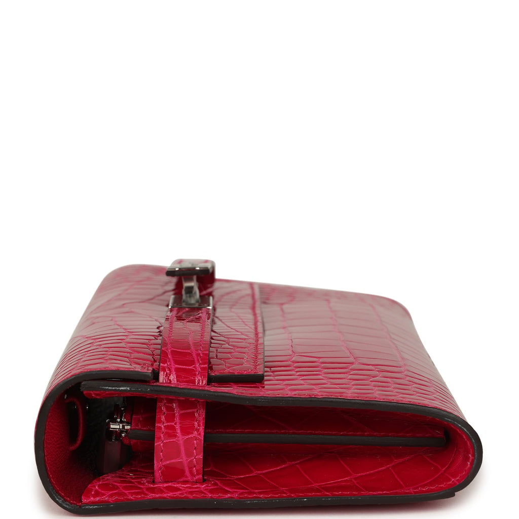Hermes Kelly Wallet To Go Rose Scheherazade Shiny Alligator Palladium Hardware
