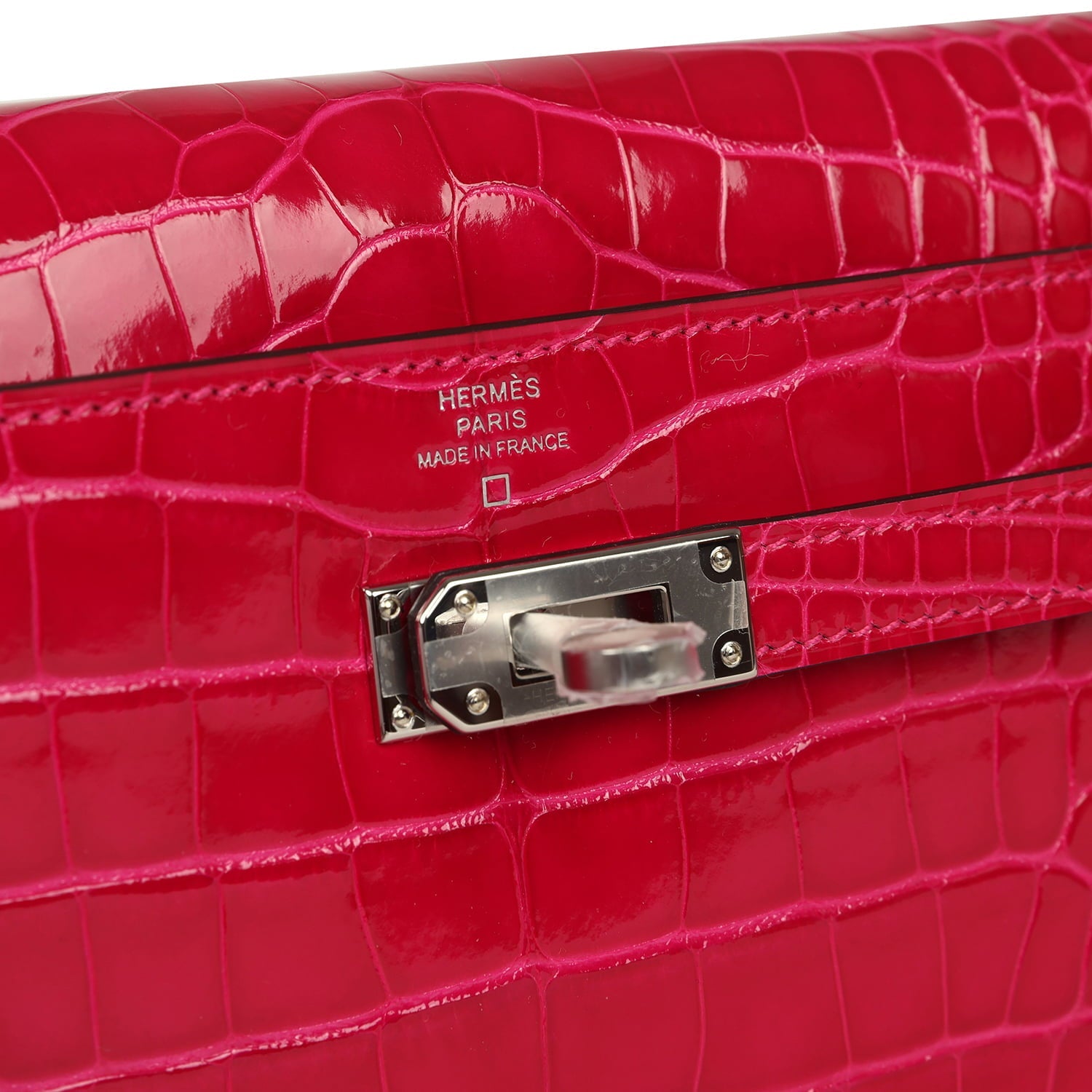 Hermes Kelly Wallet To Go Rose Scheherazade Shiny Alligator Palladium Hardware