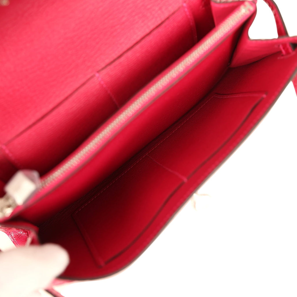 Hermes Kelly Wallet To Go Rose Scheherazade Shiny Alligator Palladium Hardware