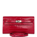 Hermes Kelly Wallet To Go Rose Scheherazade Shiny Alligator Palladium Hardware