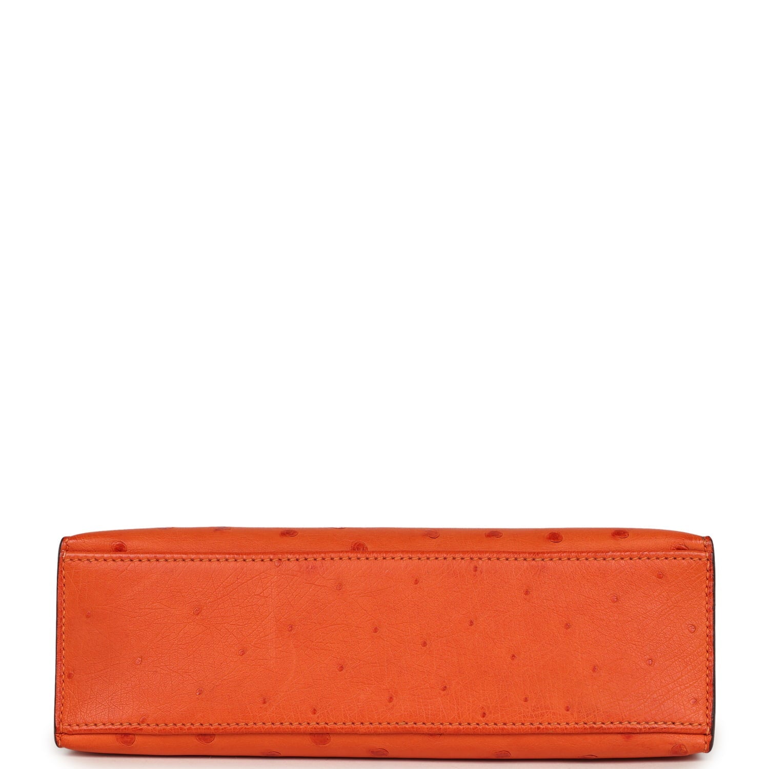 Pre-owned Hermes Kelly Pochette Tangerine Ostrich Gold Hardware