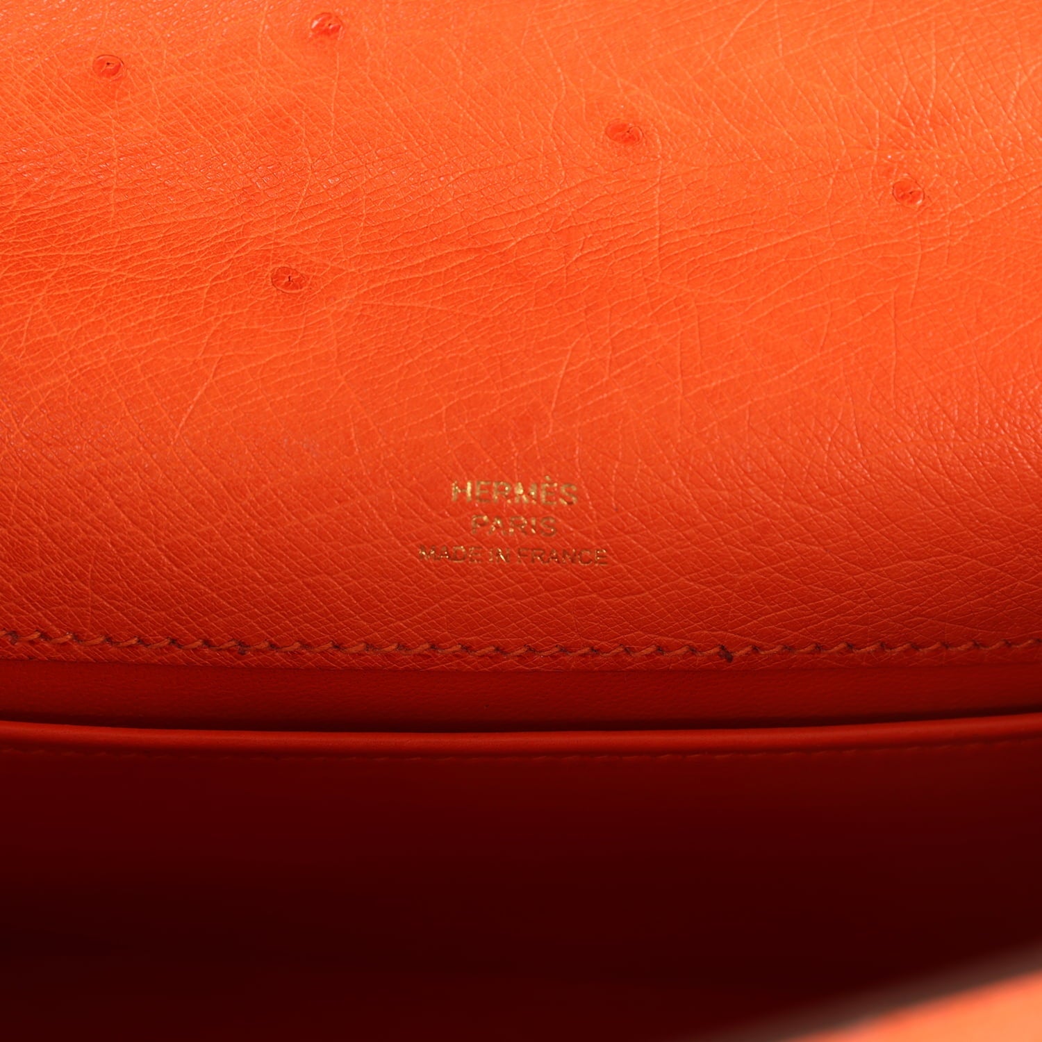 Pre-owned Hermes Kelly Pochette Tangerine Ostrich Gold Hardware