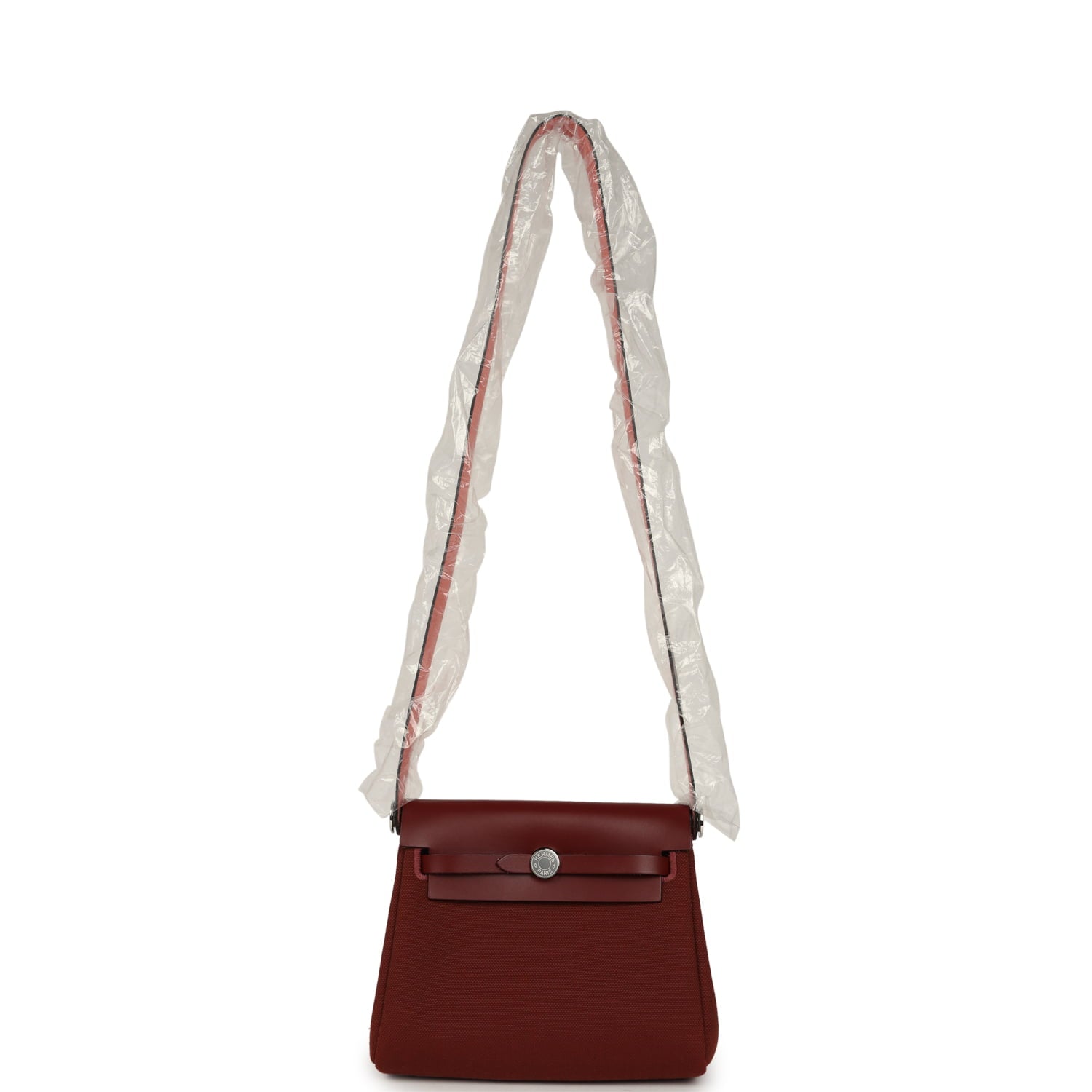 Hermes Herbag Zip 20 Mini Rouge H Toile Militaire Canvas and Vache Hunter Palladium Hardware