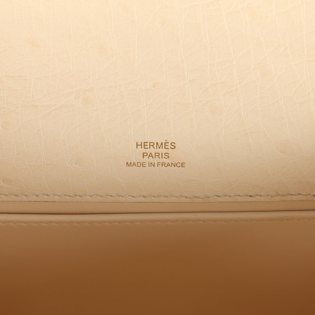 Hermes Kelly Pochette Nata Ostrich Boreal Gold Hardware