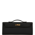 Hermes Kelly Cut Black Swift Gold Hardware