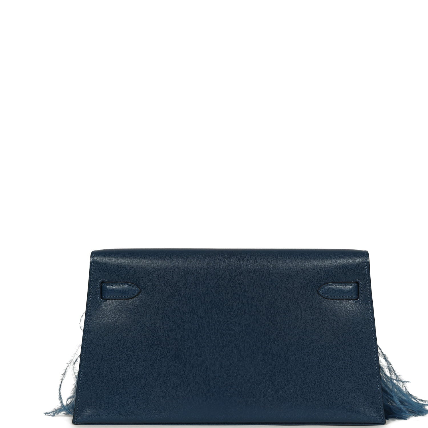 Hermes Kelly Elan Foile Deep Blue Chevre Chamkila and Ostrich Feathers Palladium Hardware