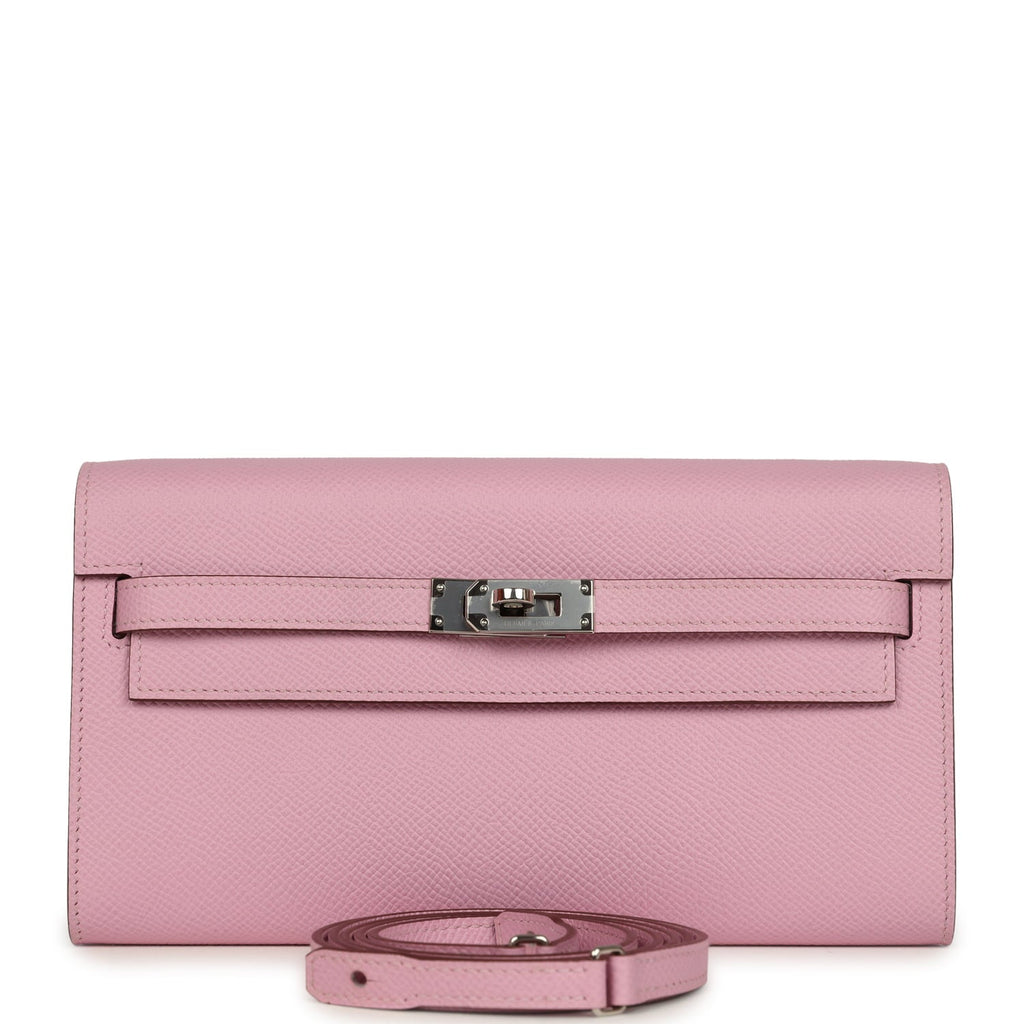 Hermes Kelly Wallet To Go Mauve Sylvestre Epsom Palladium Hardware