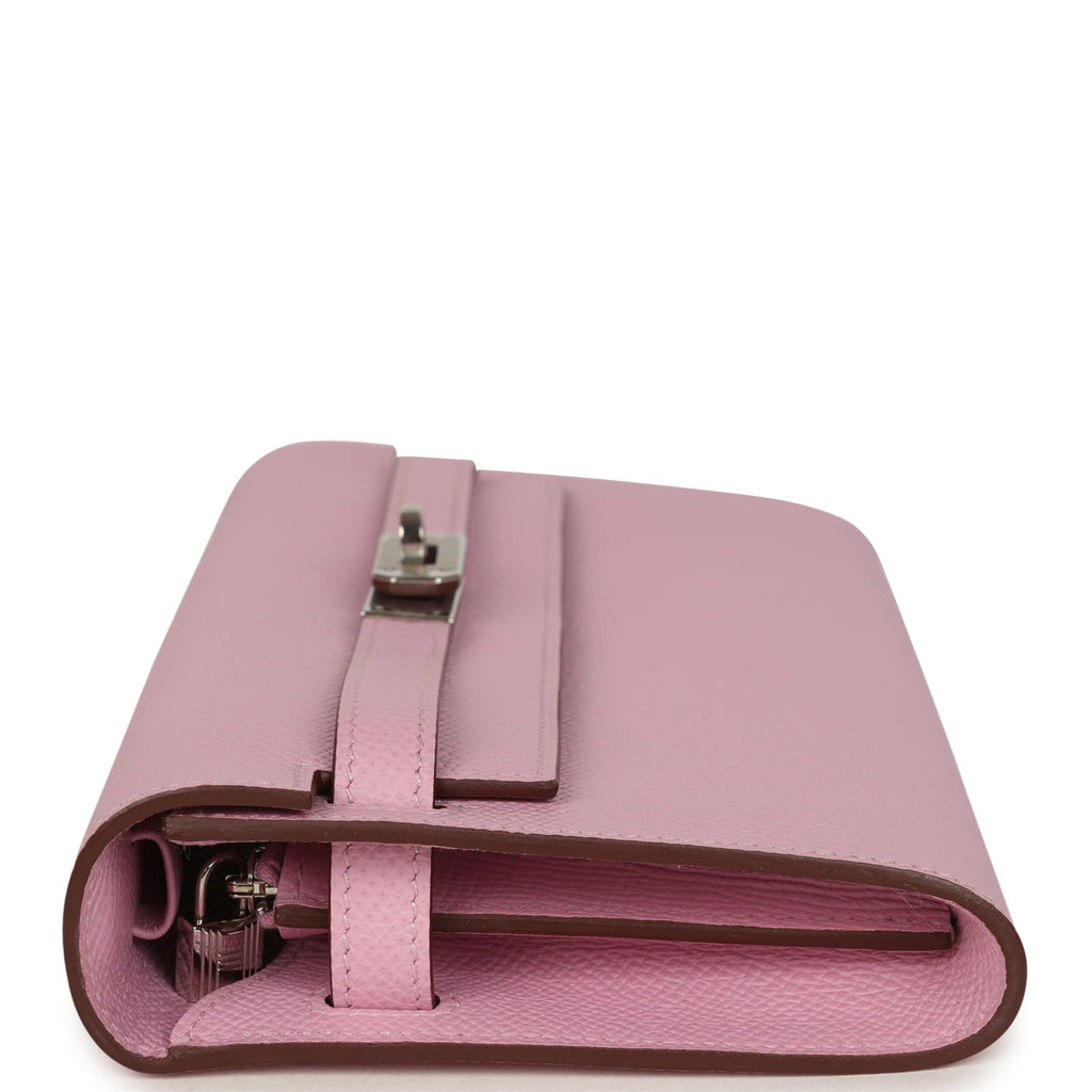 Hermes Kelly Wallet To Go Mauve Sylvestre Epsom Palladium Hardware