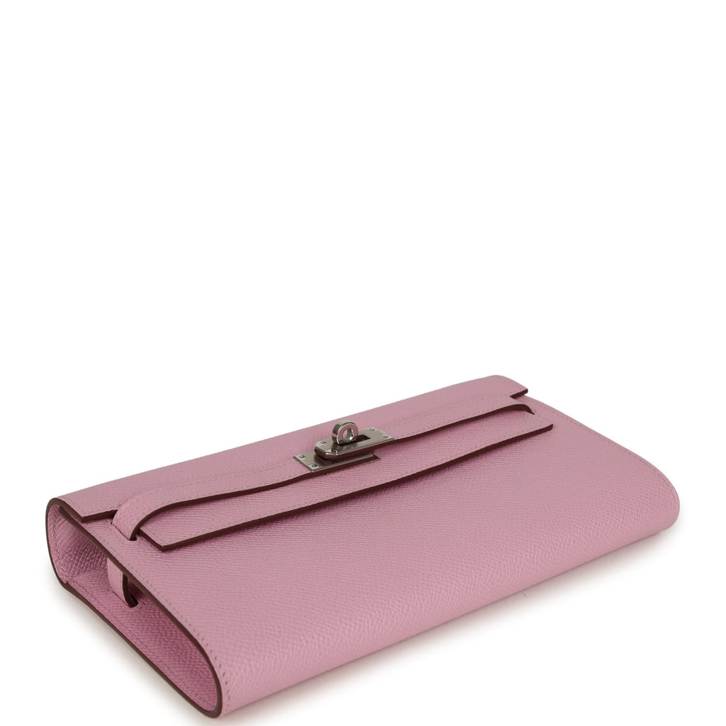 Hermes Kelly Wallet To Go Mauve Sylvestre Epsom Palladium Hardware