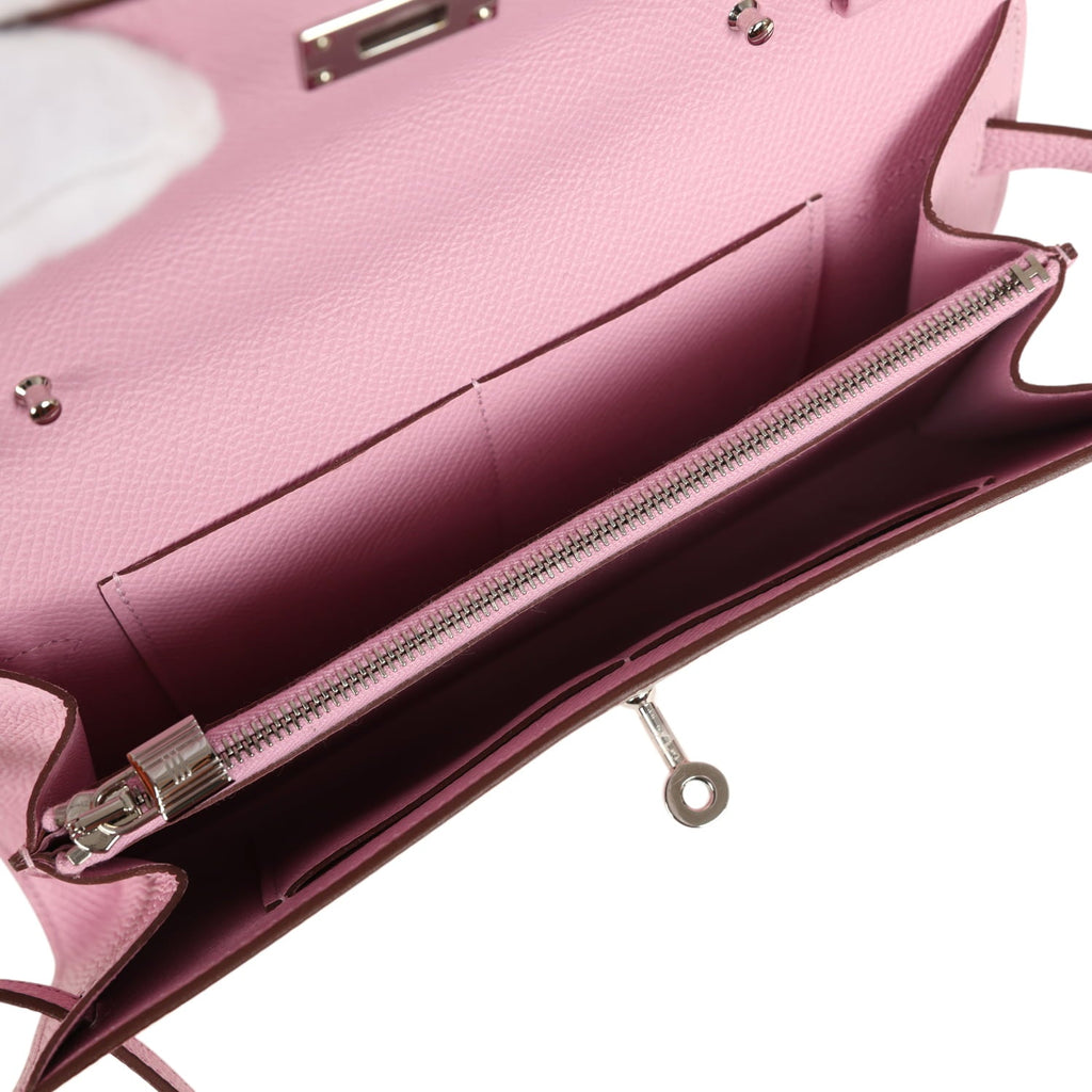 Hermes Kelly Wallet To Go Mauve Sylvestre Epsom Palladium Hardware