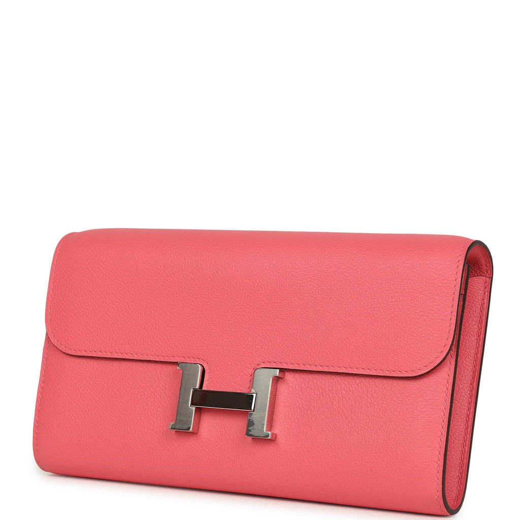 Hermes Constance Wallet To Go Rose Azalee Evercolor Palladium Hardware